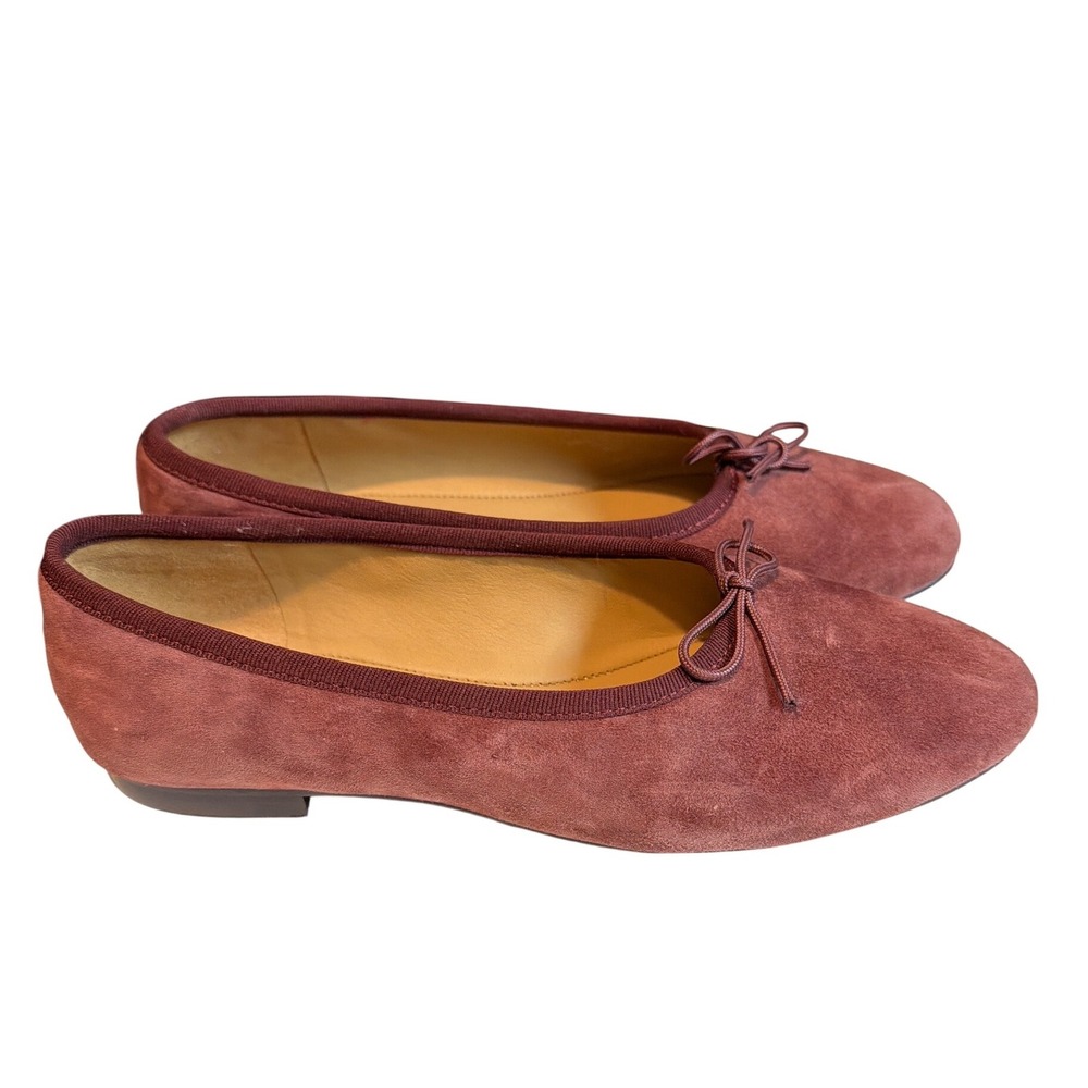 Madewell Adele Ballet Flats Mauve Suede Bow Detail Almond Toe Shoes 7.5